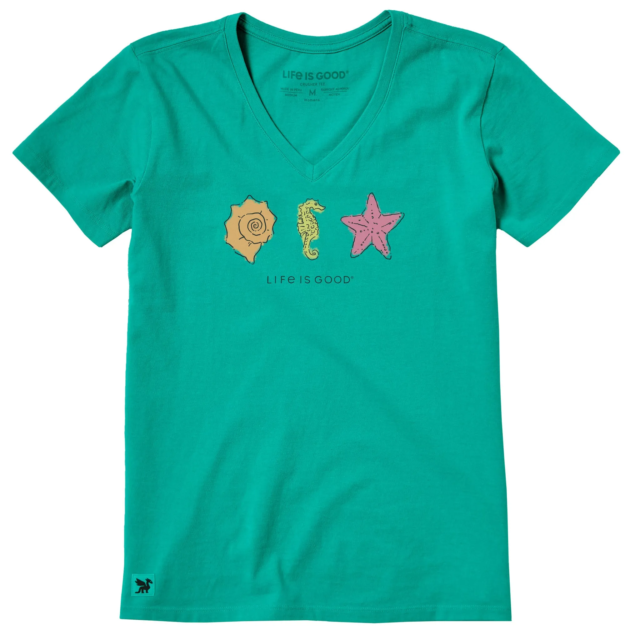 Women's Three Crafty Sea Animals Short Sleeve Crusher Vee sold by Life is Good