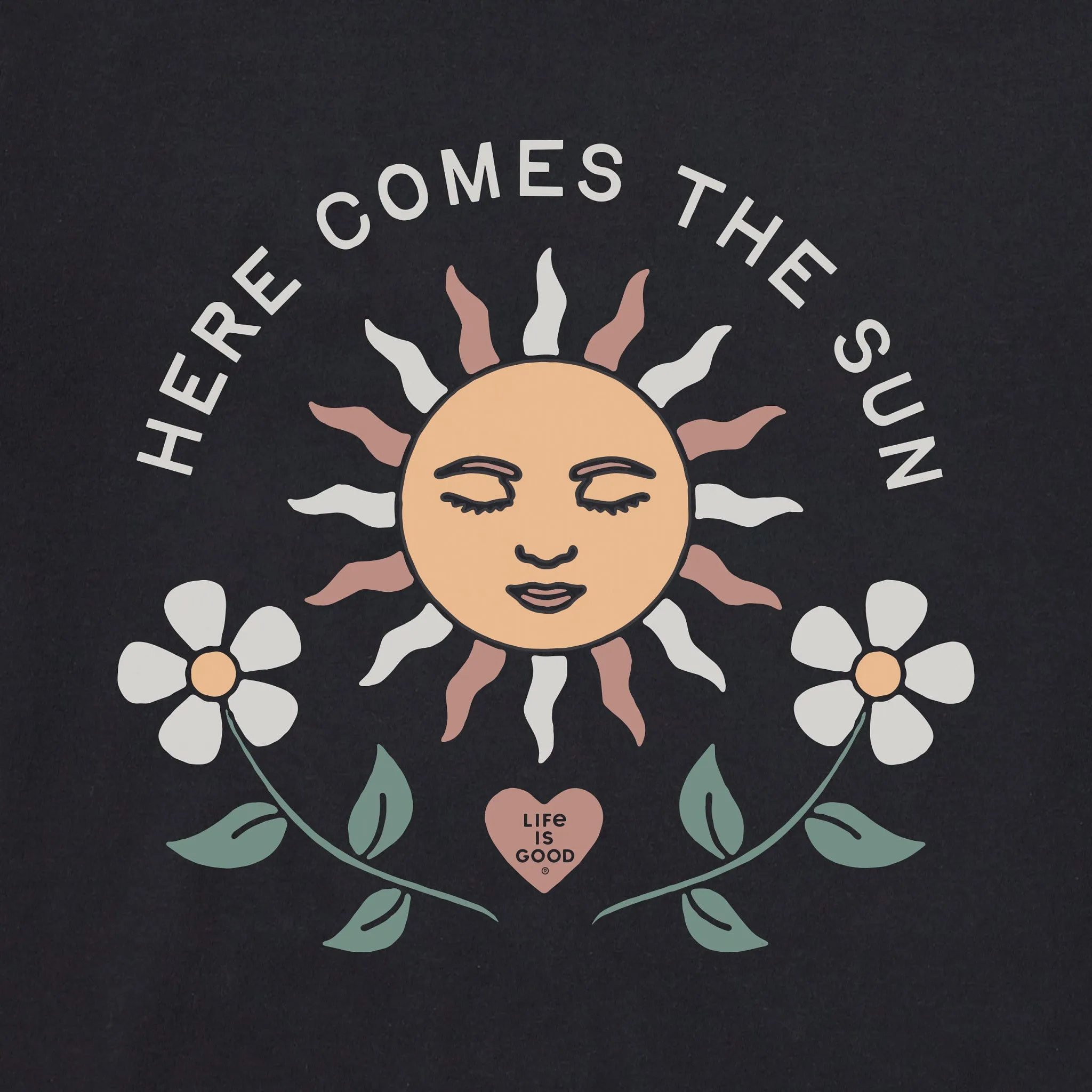 Women's Here Comes the Sun Heart Flowers Short Sleeve Crusher Vee sold by Life is Good product image thumbnail 2