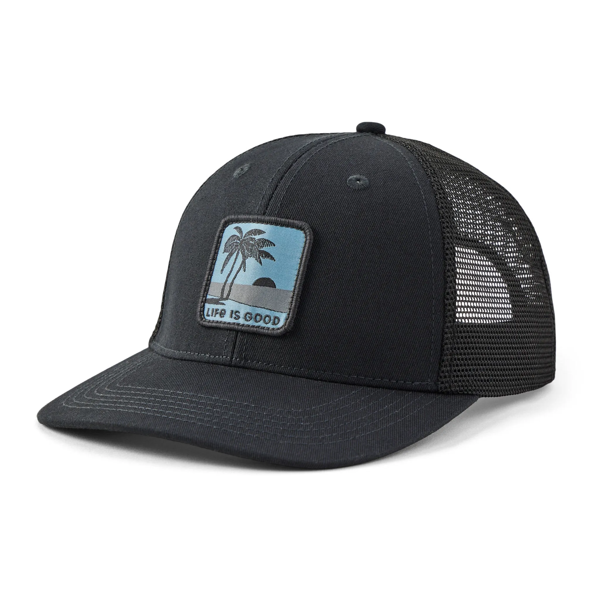 Adult Unisex Sunset Two Palms Trucker sold by Life is Good