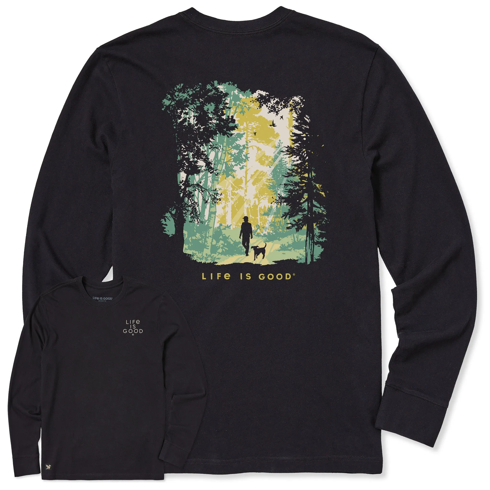 Men's Walk in the Woods Long Sleeve Crusher Tee sold by Life is Good