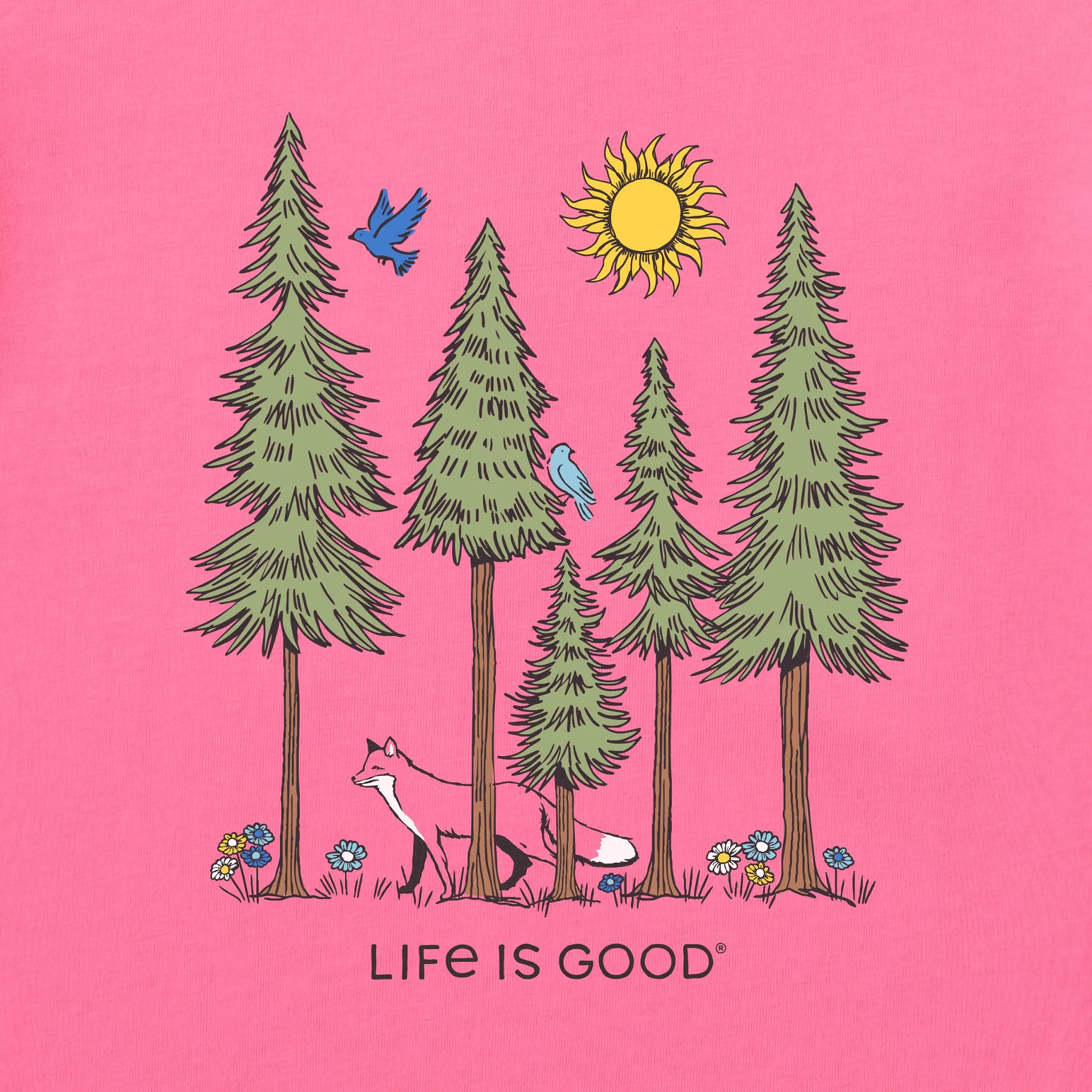 Women's Sunny Fox Among Trees and Birds Short Sleeve Crusher-LITE Vee sold by Life is Good product image thumbnail 2