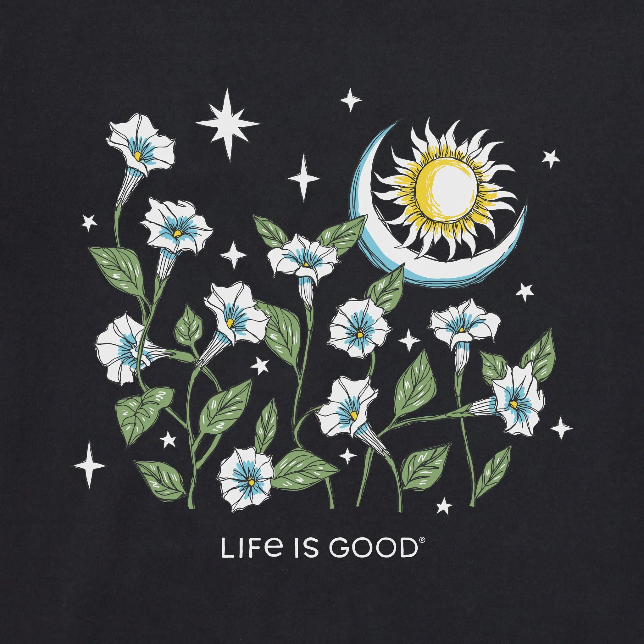 Women's Sun and Moonflowers Short Sleeve Crusher-LITE Vee sold by Life is Good product image thumbnail 2