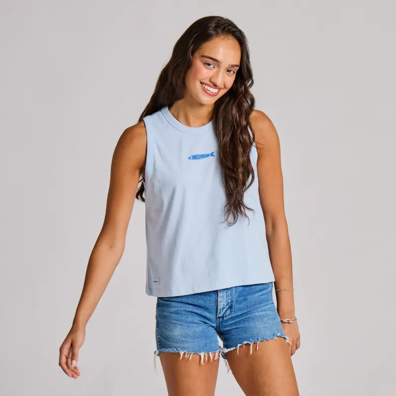 Women's Tin Fish Crusher Boxy Tank sold by Life is Good