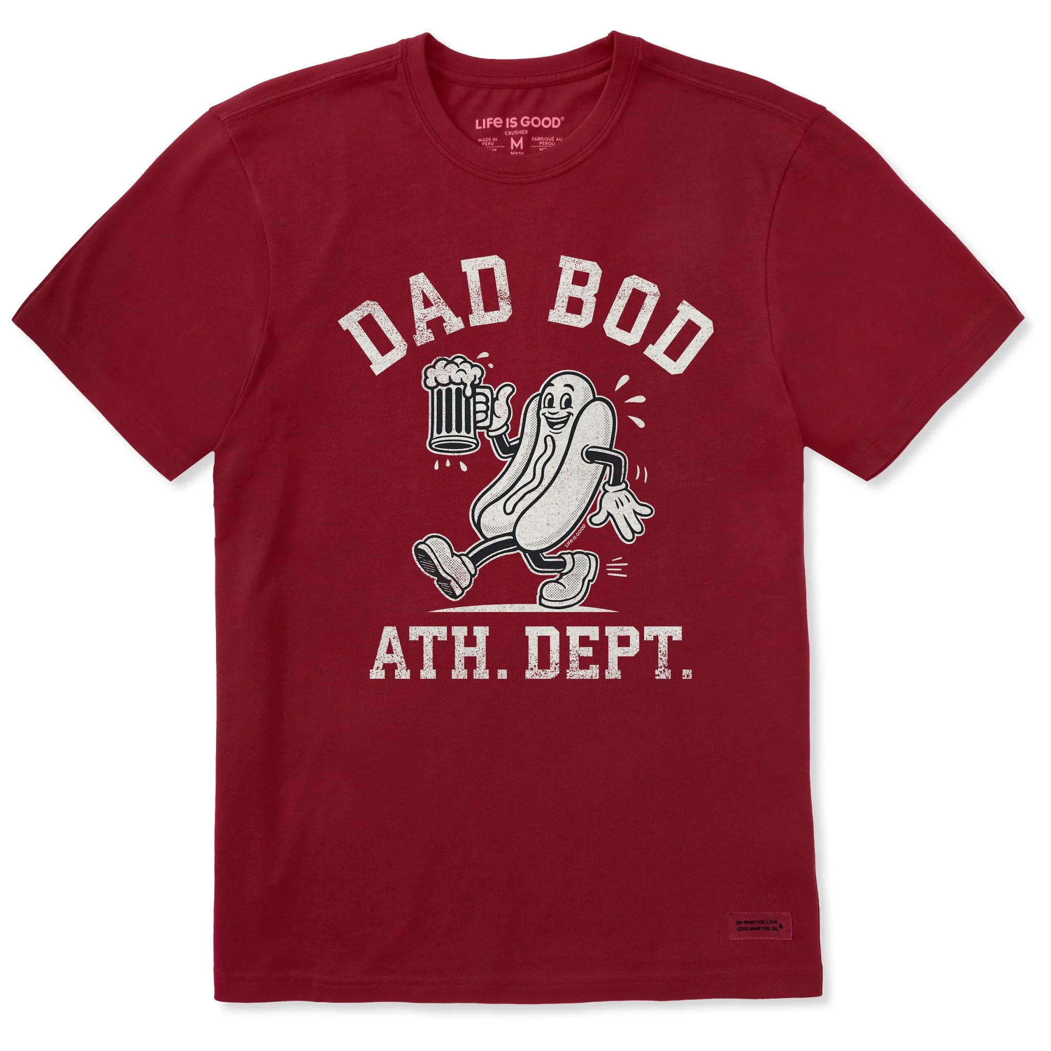 Men's Dad Bod Mascot Hotdog Short Sleeve Crusher-LITE Tee sold by Life is Good