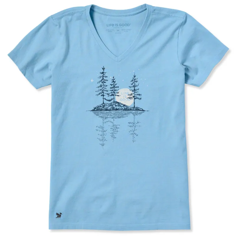 Women's Hammock Island Sketch Short Sleeve Crusher-LITE Vee sold by Life is Good