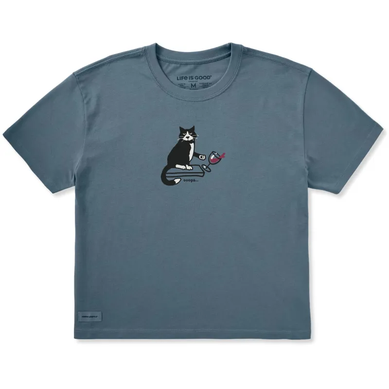 Women's Oops Cat Short Sleeve Crusher Boxy Tee sold by Life is Good
