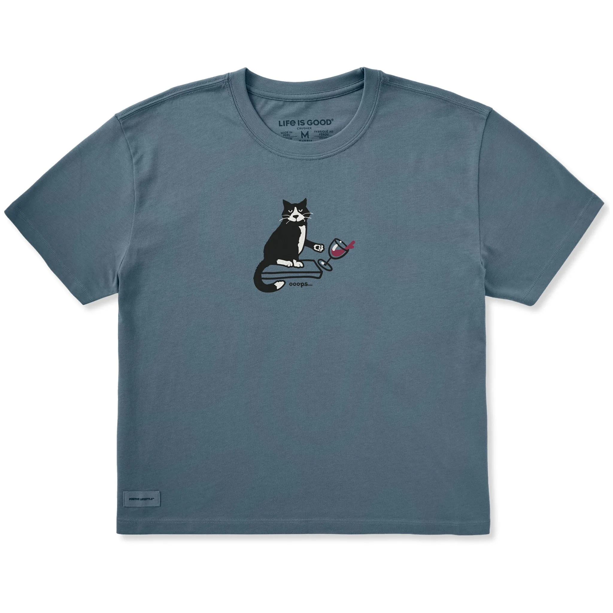 Women's Oops Cat Short Sleeve Crusher Boxy Tee sold by Life is Good