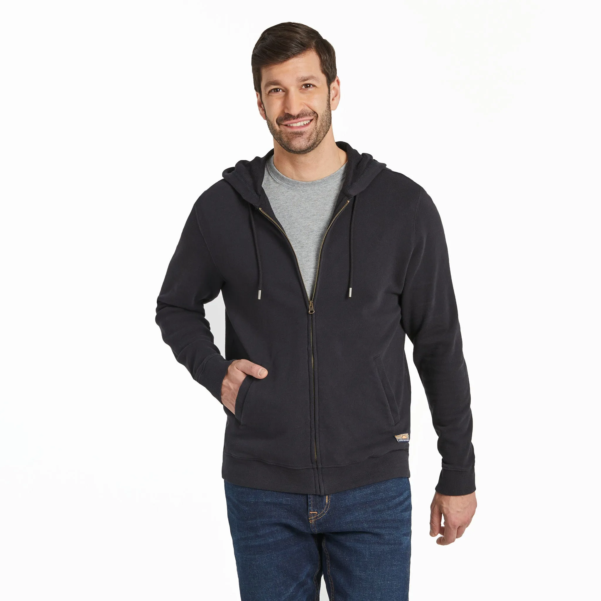Men's Solid French Terry Zip Hoodie sold by Life is Good