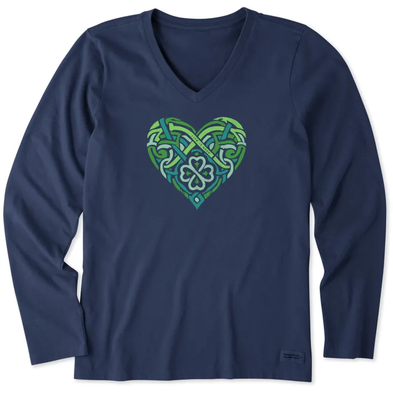 Women's Celtic Heart Long Sleeve Crusher Vee made by Life is Good