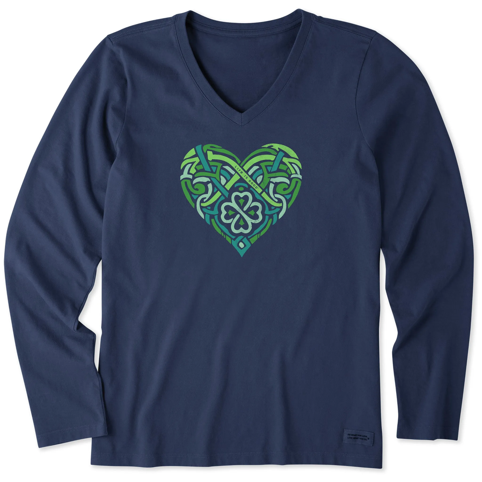 Women's Celtic Heart Long Sleeve Crusher Vee sold by Life is Good