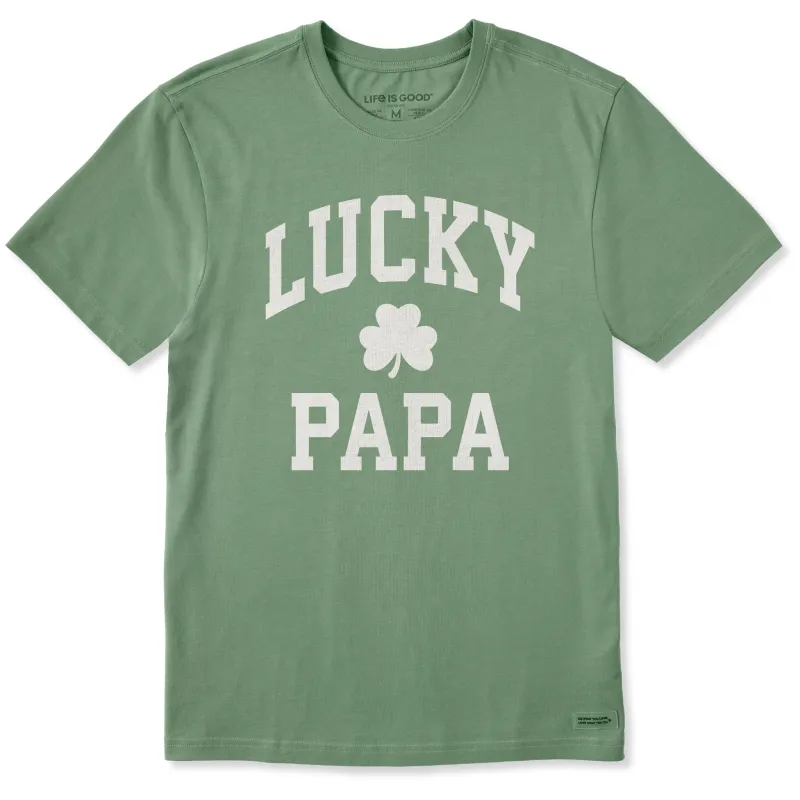Men's Lucky Papa Arch Short Sleeve Crusher Tee sold by Life is Good