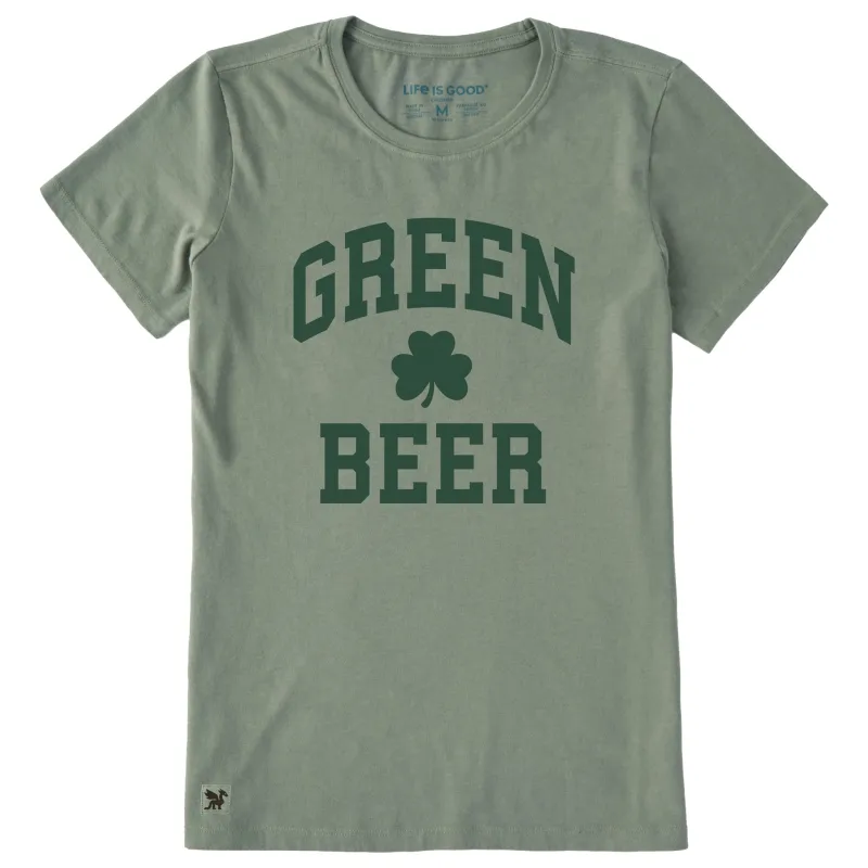 Women's Green Beer Arch Short Sleeve Crusher Tee sold by Life is Good