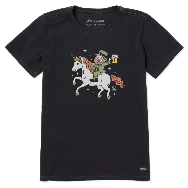 Women's Leprechaun on Unicorn Short Sleeve Crusher Tee sold by Life is Good