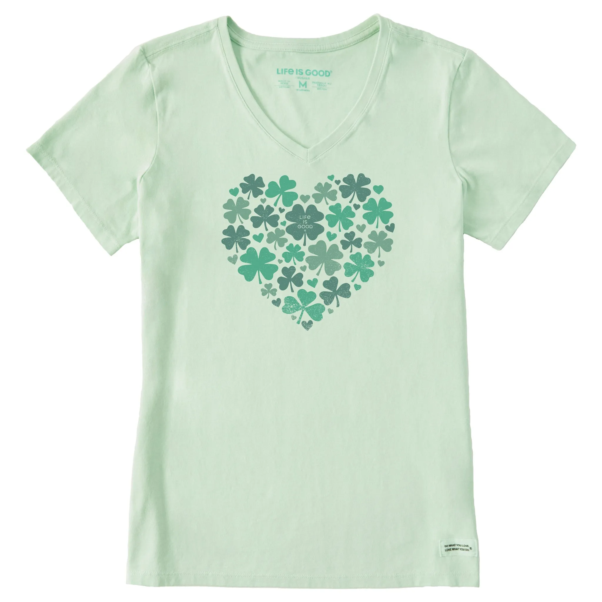 Women's Shamrock Heart Short Sleeve Crusher Vee sold by Life is Good