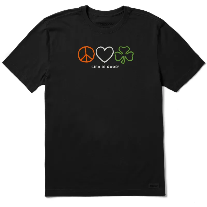 Men's Peace Love Shamrock Short Sleeve Crusher Tee sold by Life is Good