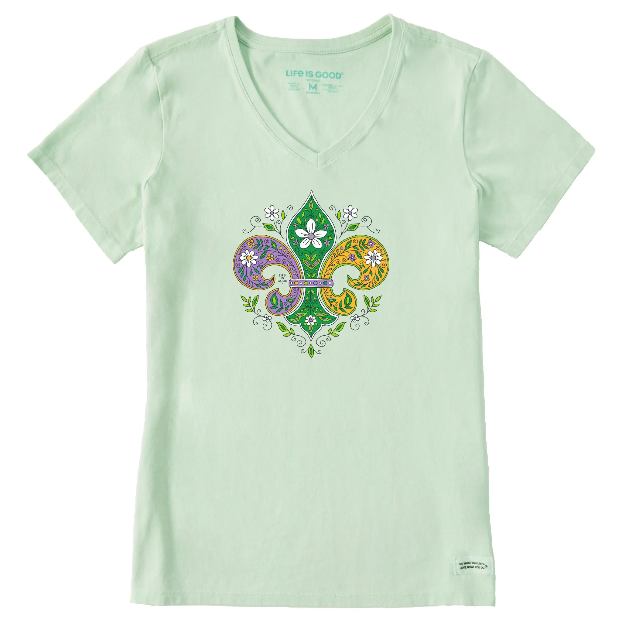 Women's Doodle Fleur de Lis Short Sleeve Crusher Vee sold by Life is Good