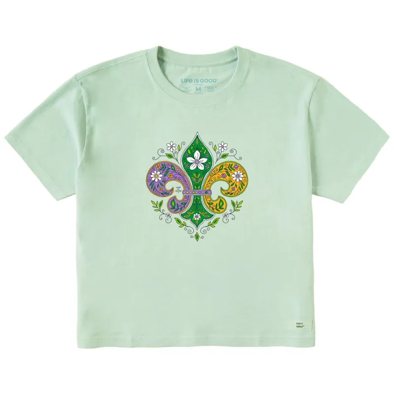 Women's Doodle Fleur de Lis Short Sleeve Crusher Boxy Tee sold by Life is Good