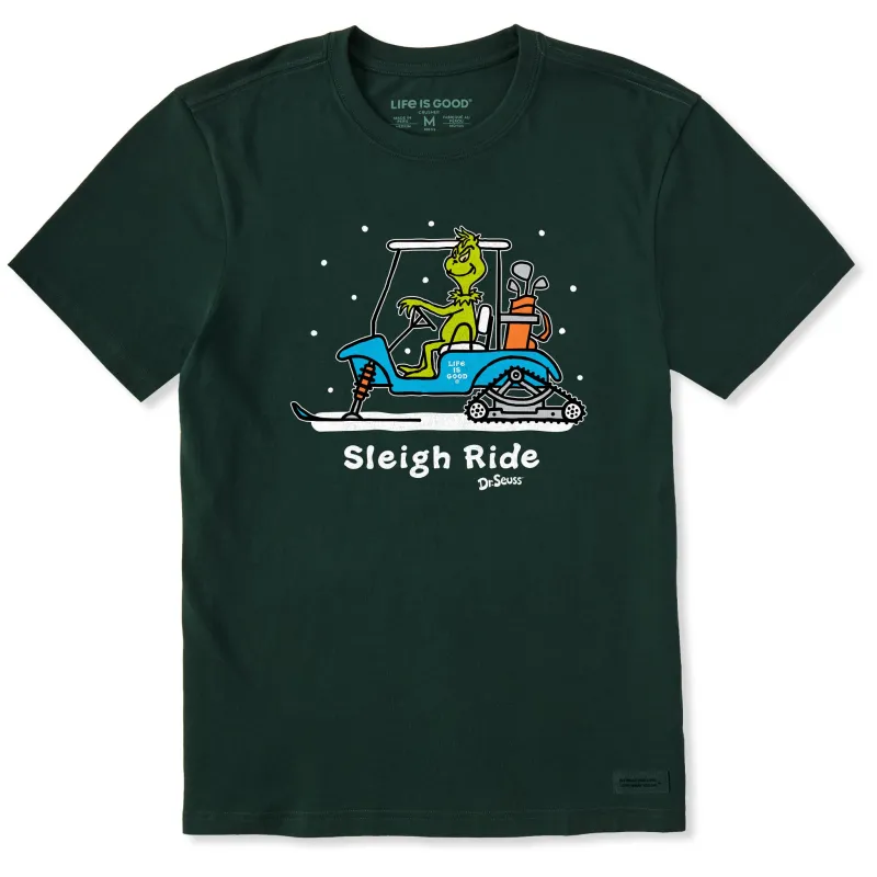 Men's Grinch Snowy Golf Cart Short Sleeve Crusher Tee sold by Life is Good