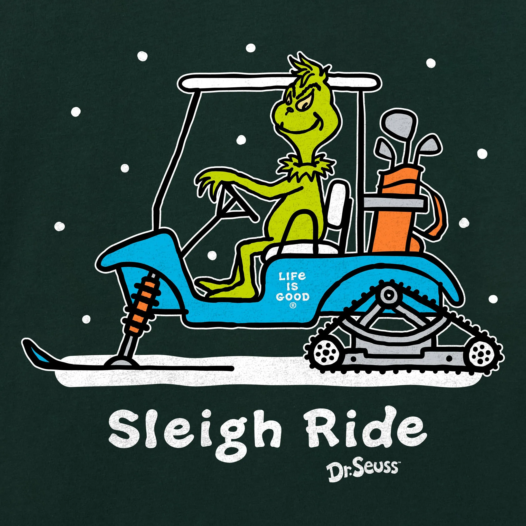 Men's Grinch Snowy Golf Cart Short Sleeve Crusher Tee sold by Life is Good product image thumbnail 2