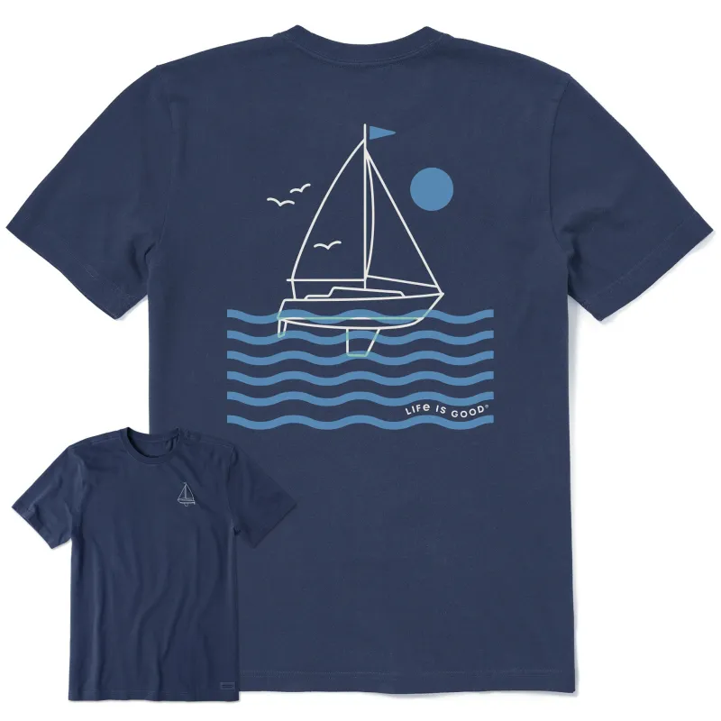 Men's Sailboat on Waves Short Sleeve Crusher Tee made by Life is Good
