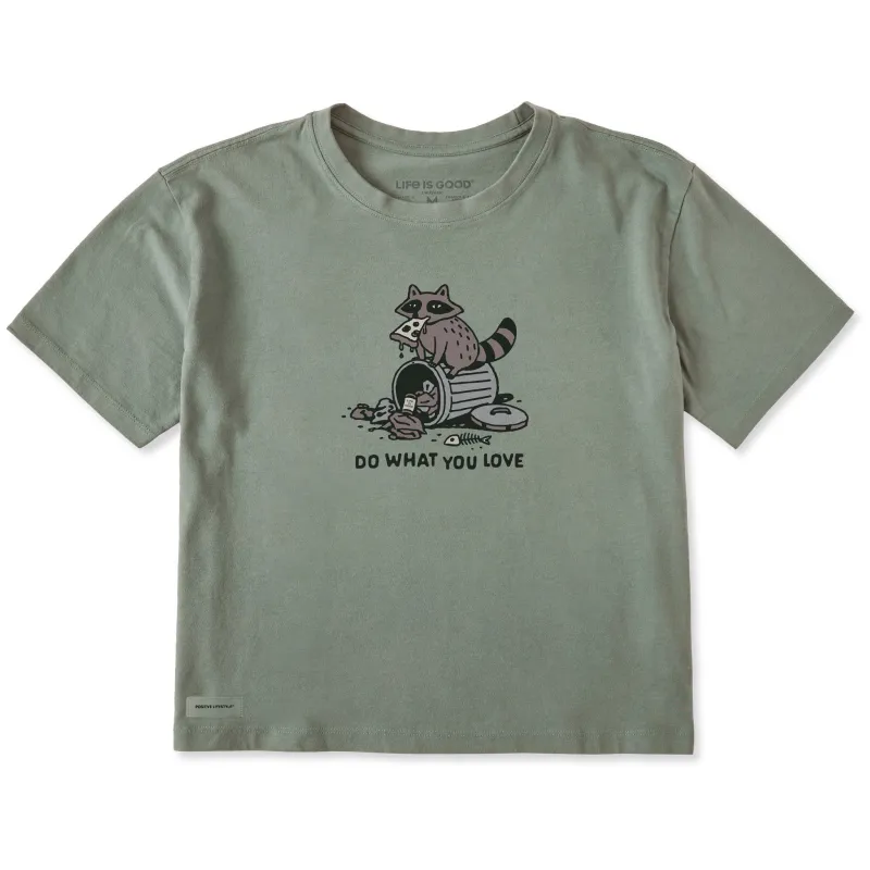 Women's Do What You Love Raccoon Short Sleeve Crusher Boxy Tee made by Life is Good