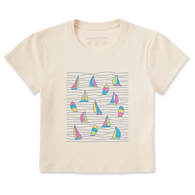 Women's Sailboats Among Waves Crusher-LITE Shrunken Tee sold by Life is Good