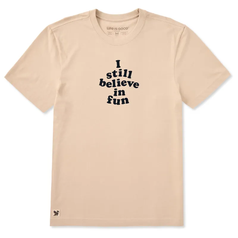 Men's I still believe in fun Short Sleeve Crusher Tee sold by Life is Good