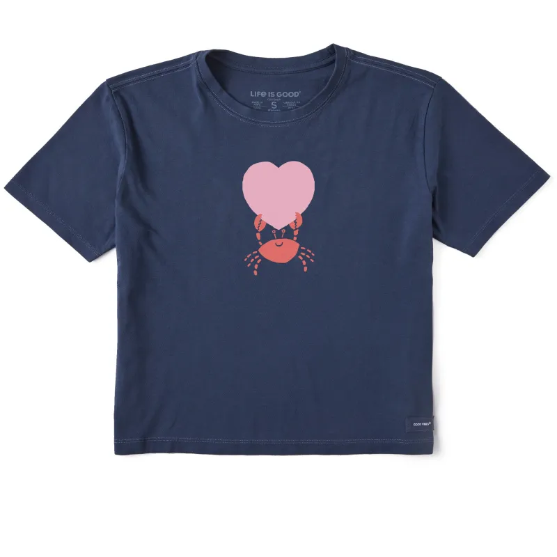 Women's Crab with Heart Short Sleeve Crusher Boxy Tee made by Life is Good