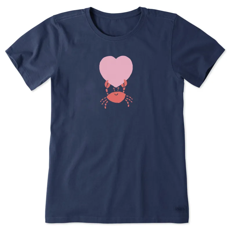 Women's Crab with Heart Short Sleeve Crusher Tee sold by Life is Good