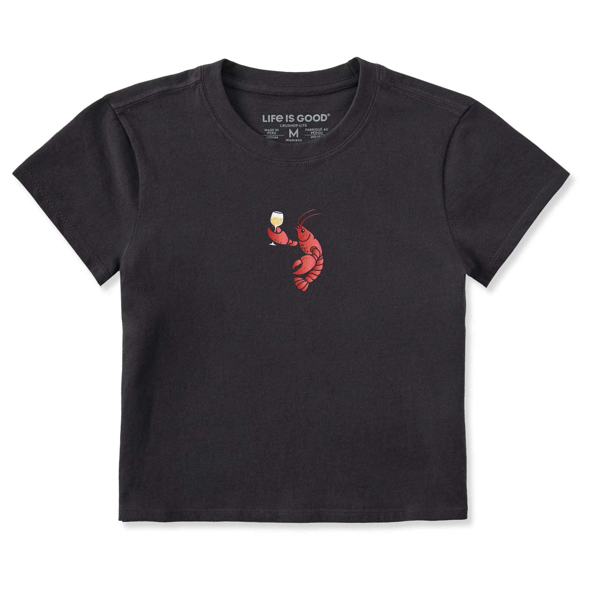 Women's Wine Lobster Crusher-LITE Shrunken Tee sold by Life is Good