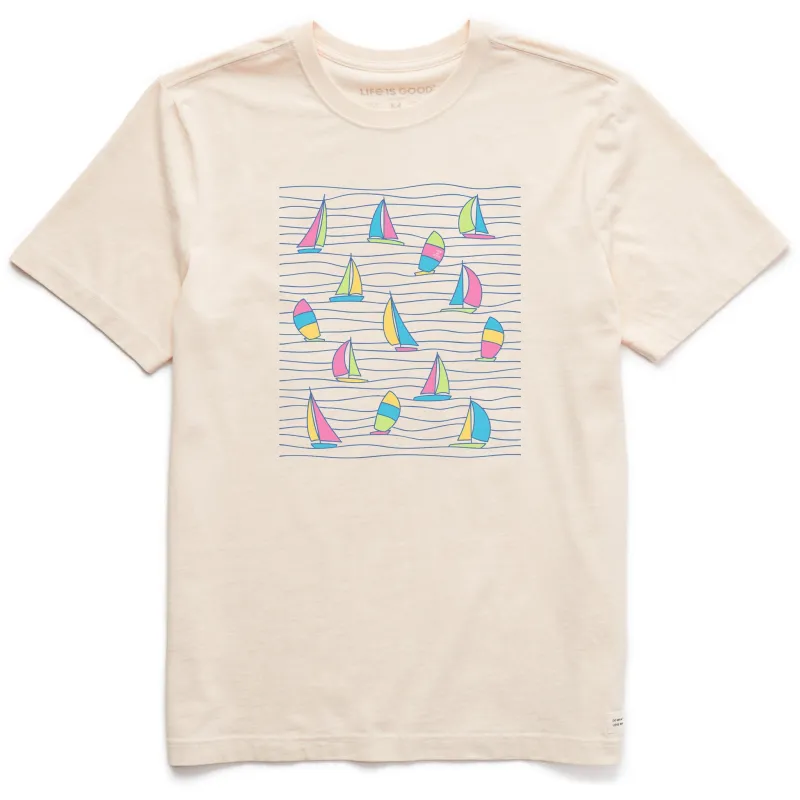 Men's Sailboats Among Waves Short Sleeve Crusher Tee sold by Life is Good