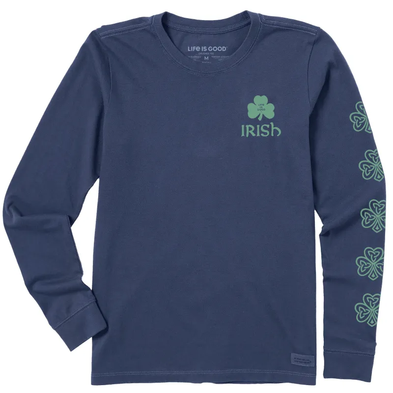 Women's Irish Clover Stack Long Sleeve Crusher Tee sold by Life is Good