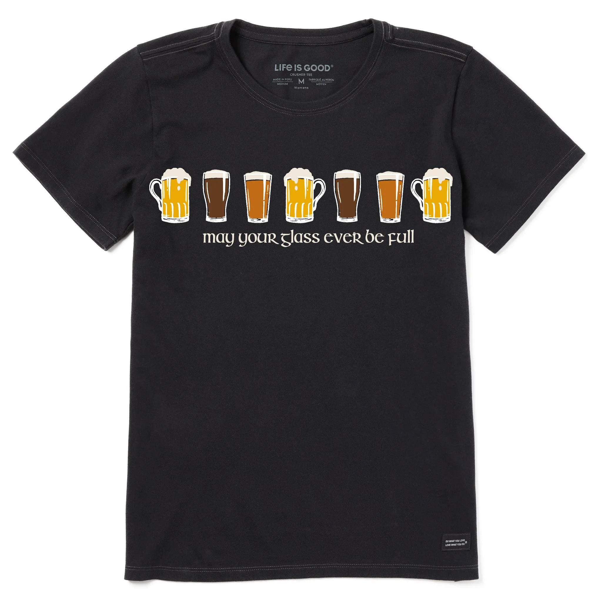 Women's May Your Glass Ever Be Full Short Sleeve Crusher Tee sold by Life is Good