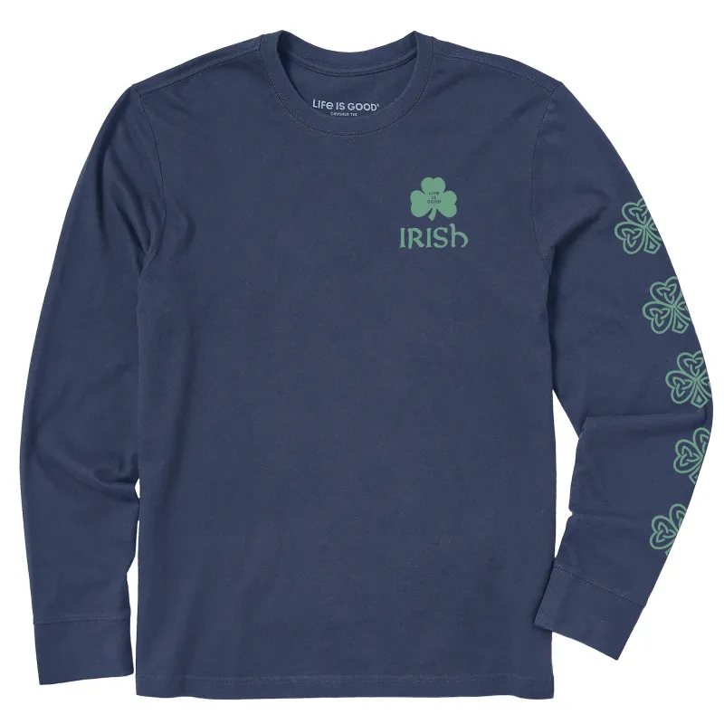 Men's Irish Clover Stack Long Sleeve Crusher Tee sold by Life is Good