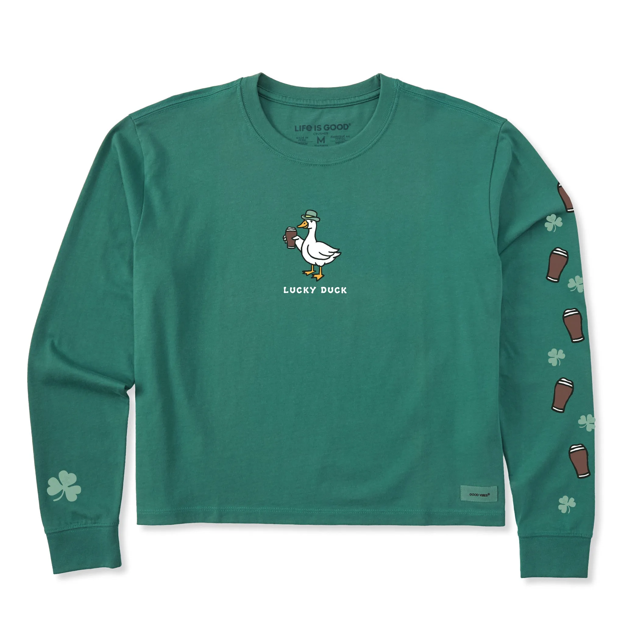 Women's Lucky Duck Pints Long Sleeve Crusher Boxy Tee sold by Life is Good