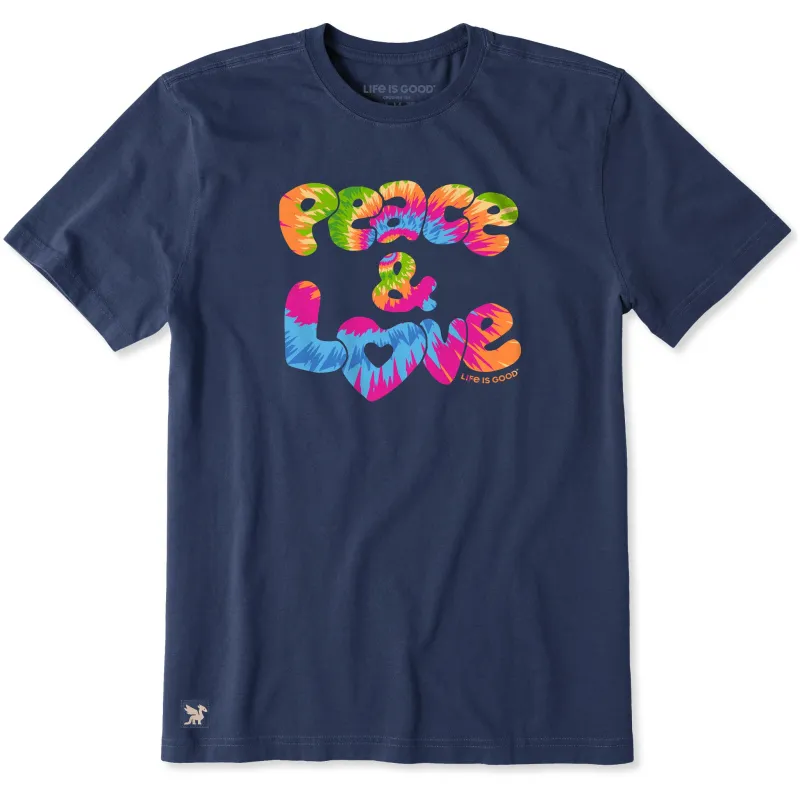 Men's Peace & Love Tie Dye Short Sleeve Crusher Tee sold by Life is Good