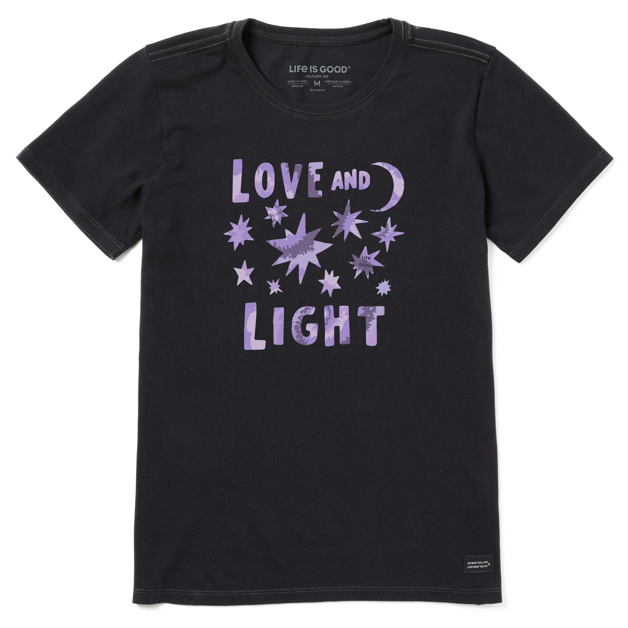 Women's Love and Light Tie Dye Short Sleeve Crusher Tee sold by Life is Good