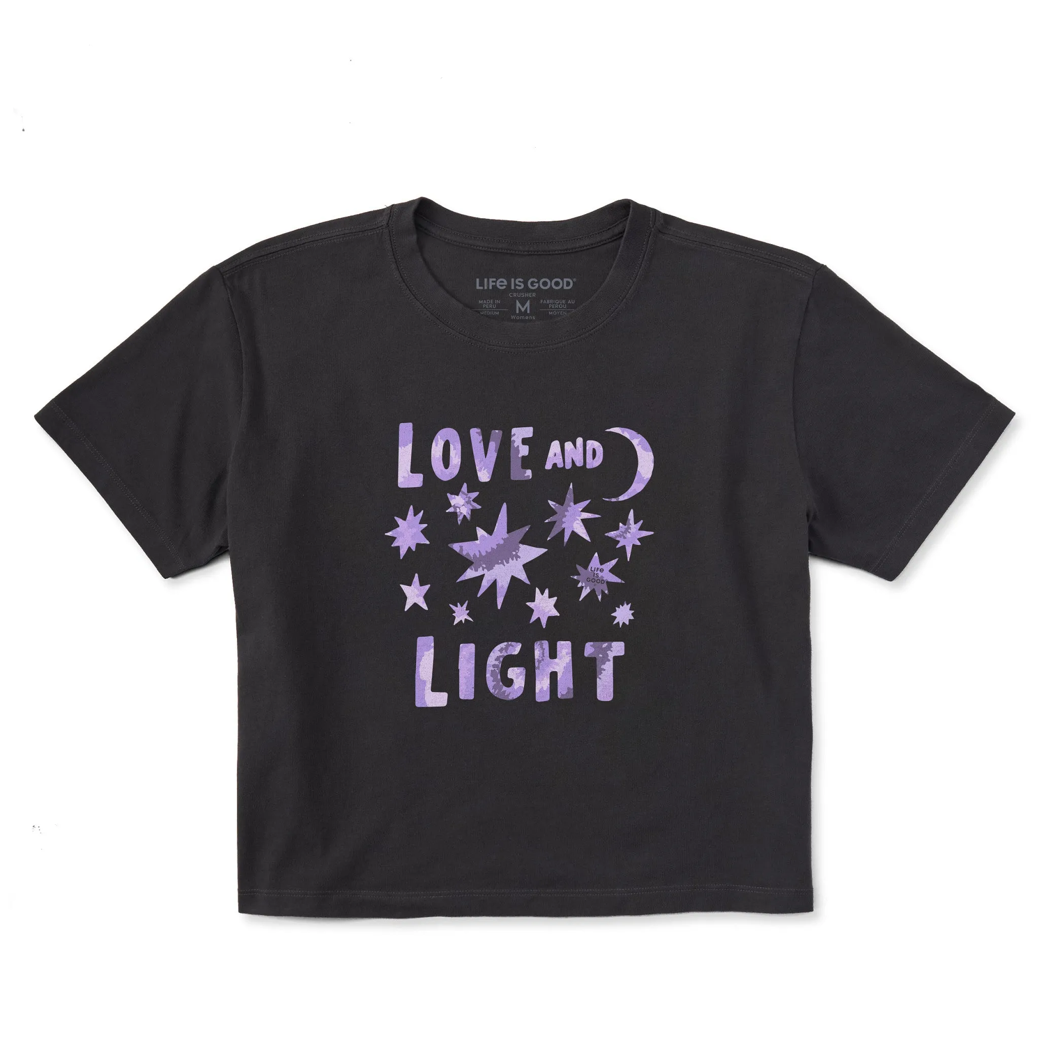 Women's Love and Light Tie Dye Short Sleeve Crusher Boxy Tee sold by Life is Good