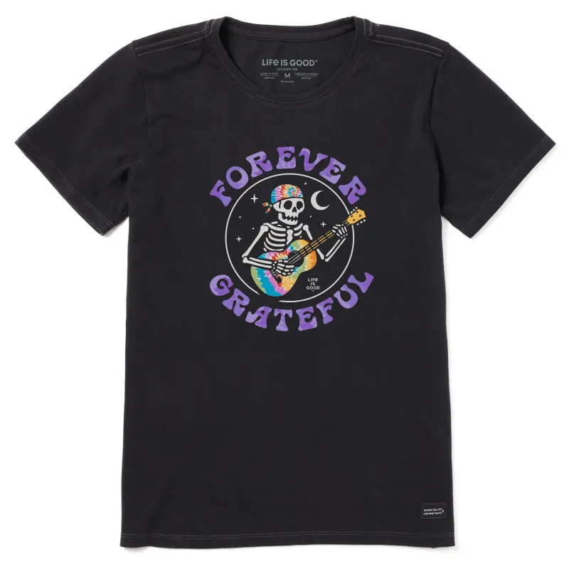 Women's Forever Grateful Tie Dye Guitar Short Sleeve Crusher Tee sold by Life is Good