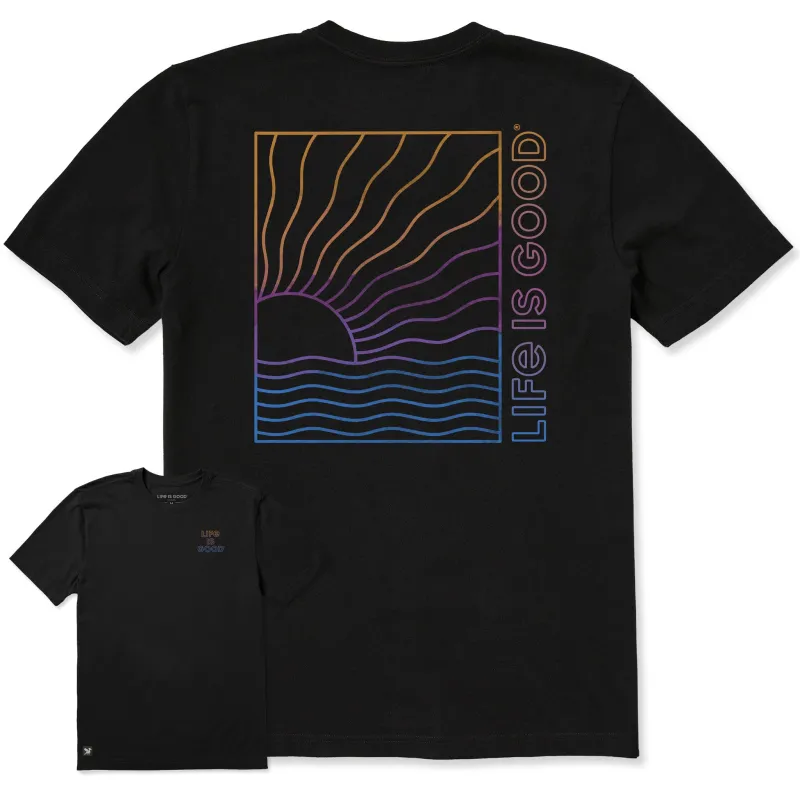 Men's Wavy Gradient Sun Short Sleeve Crusher Tee sold by Life is Good