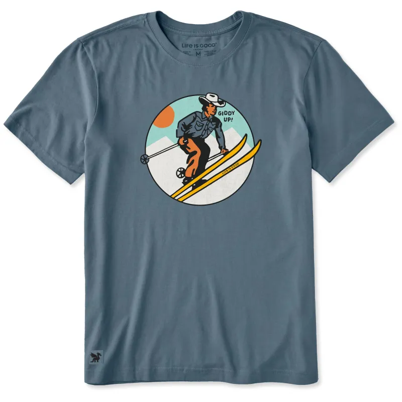 Men's Giddy Up Cowboy Ski Short Sleeve Crusher Tee sold by Life is Good