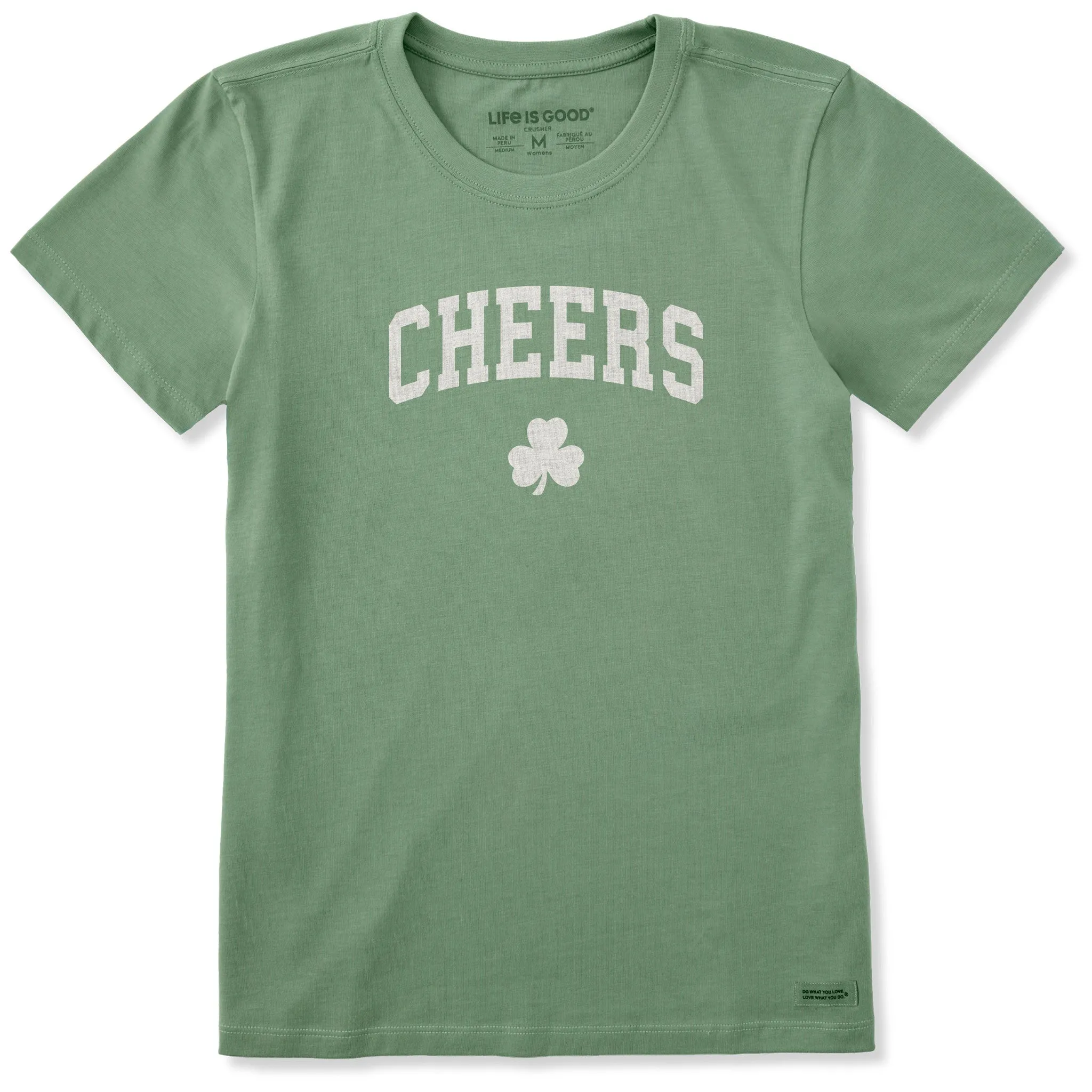 Women's Cheers Shamrock Arch Short Sleeve Crusher Tee sold by Life is Good