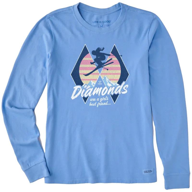 Women's Diamonds are a Girl's Best Friend Long Sleeve Crusher Tee made by Life is Good