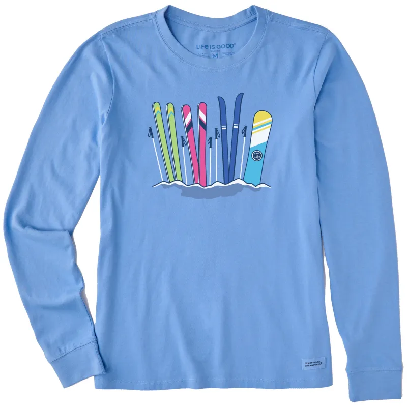Women's Skis Stuck in Snow Long Sleeve Crusher Tee sold by Life is Good