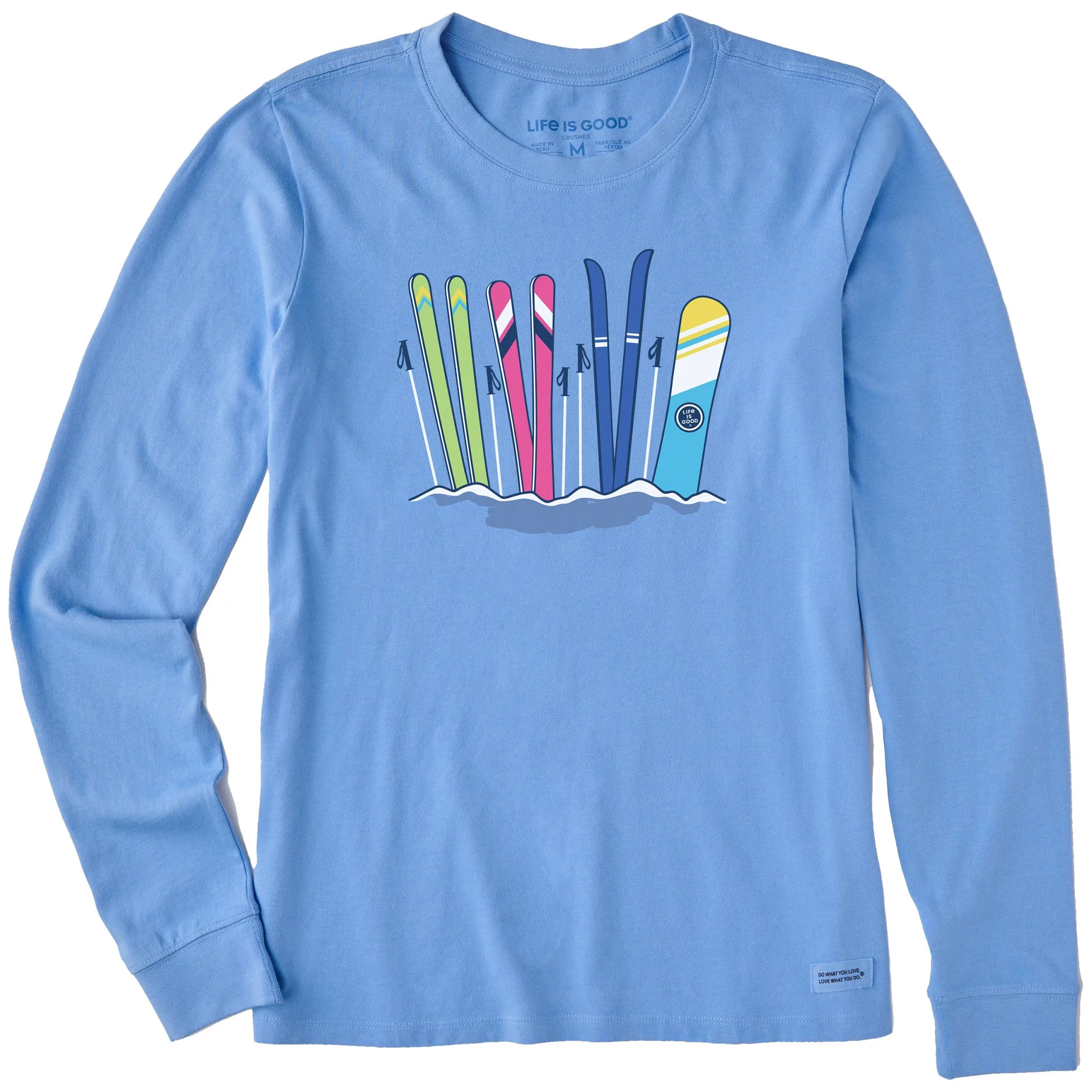 Women's Skis Stuck in Snow Long Sleeve Crusher Tee sold by Life is Good