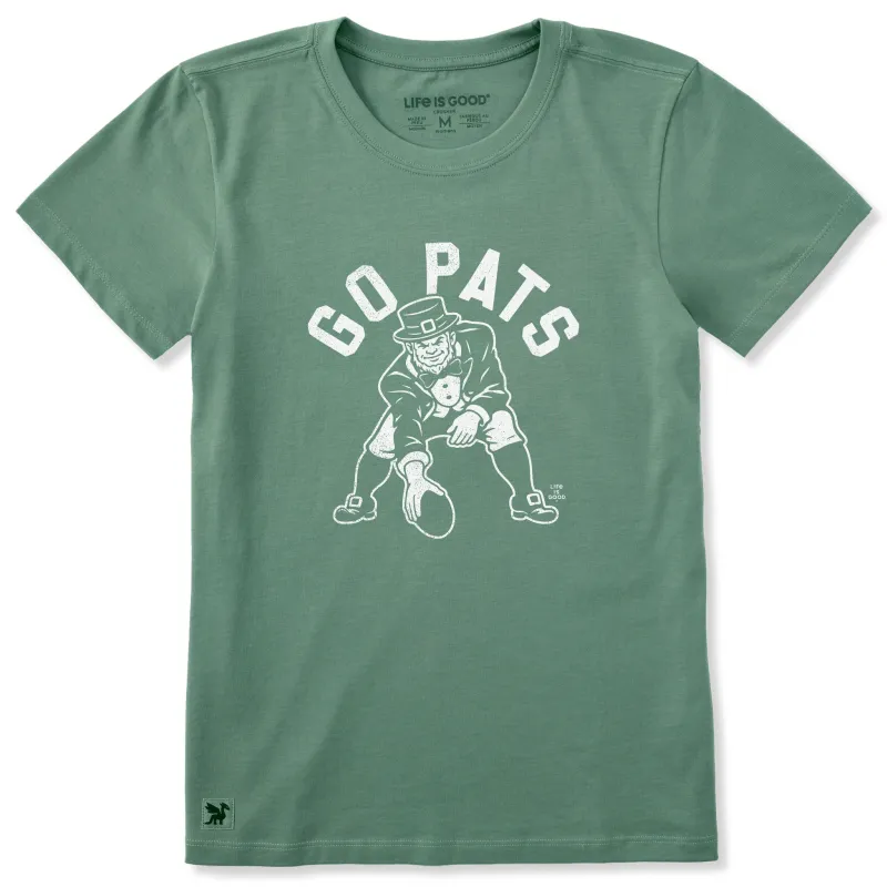 Women's Go Pats Leprechaun Short Sleeve Crusher Tee sold by Life is Good