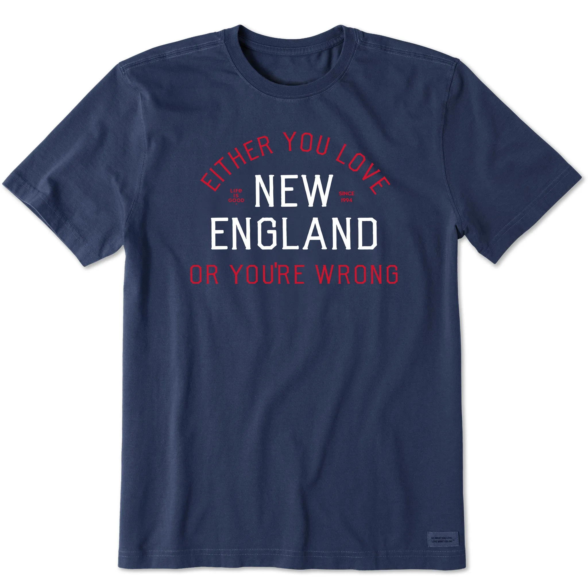 Men's Either You Love New England Short Sleeve Crusher Tee sold by Life is Good