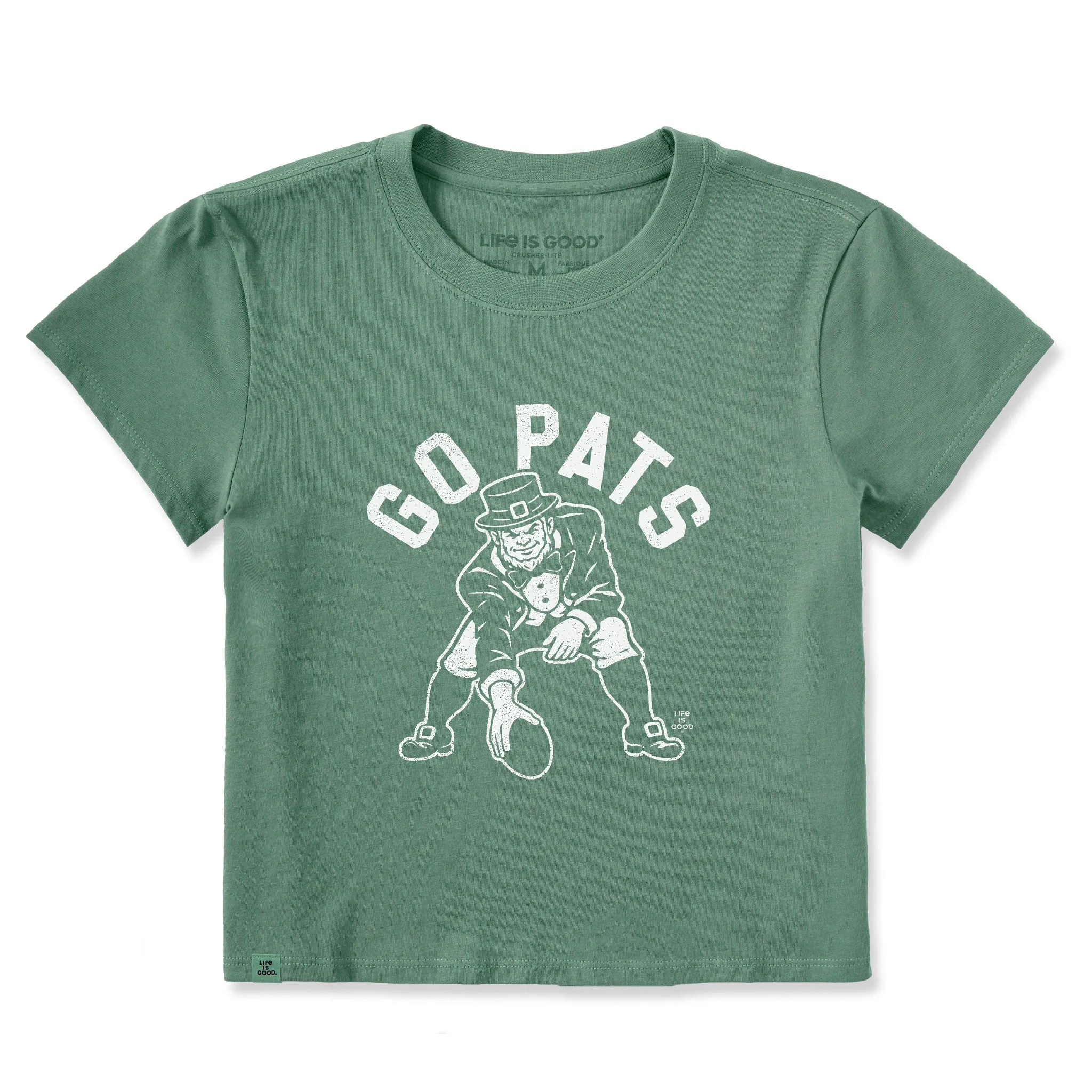Women's Go Pats Leprechaun Crusher-LITE Shrunken Tee sold by Life is Good