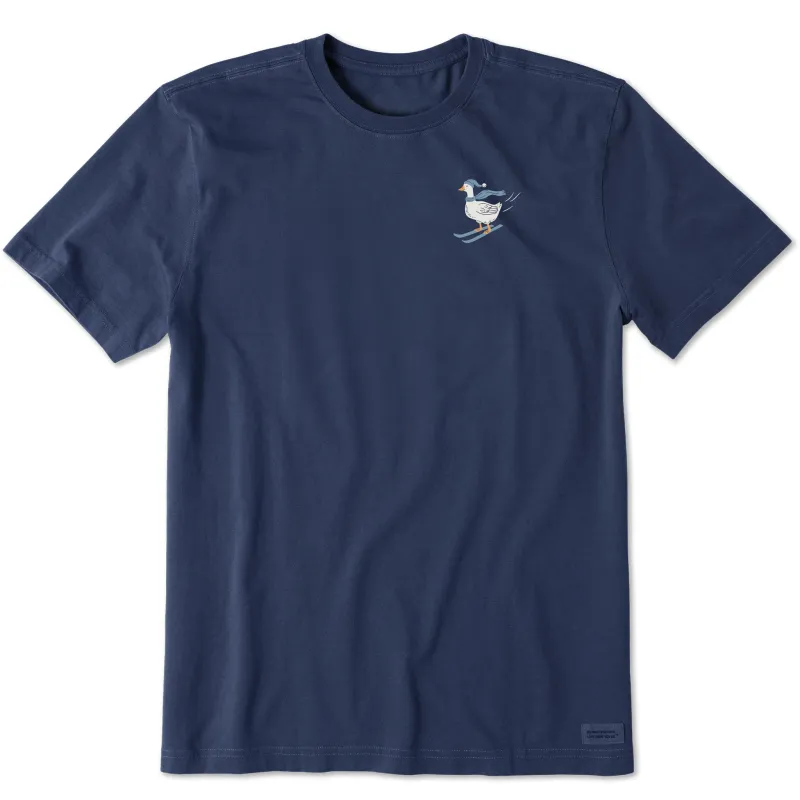 Men's Goose on Skis Short Sleeve Crusher Tee sold by Life is Good