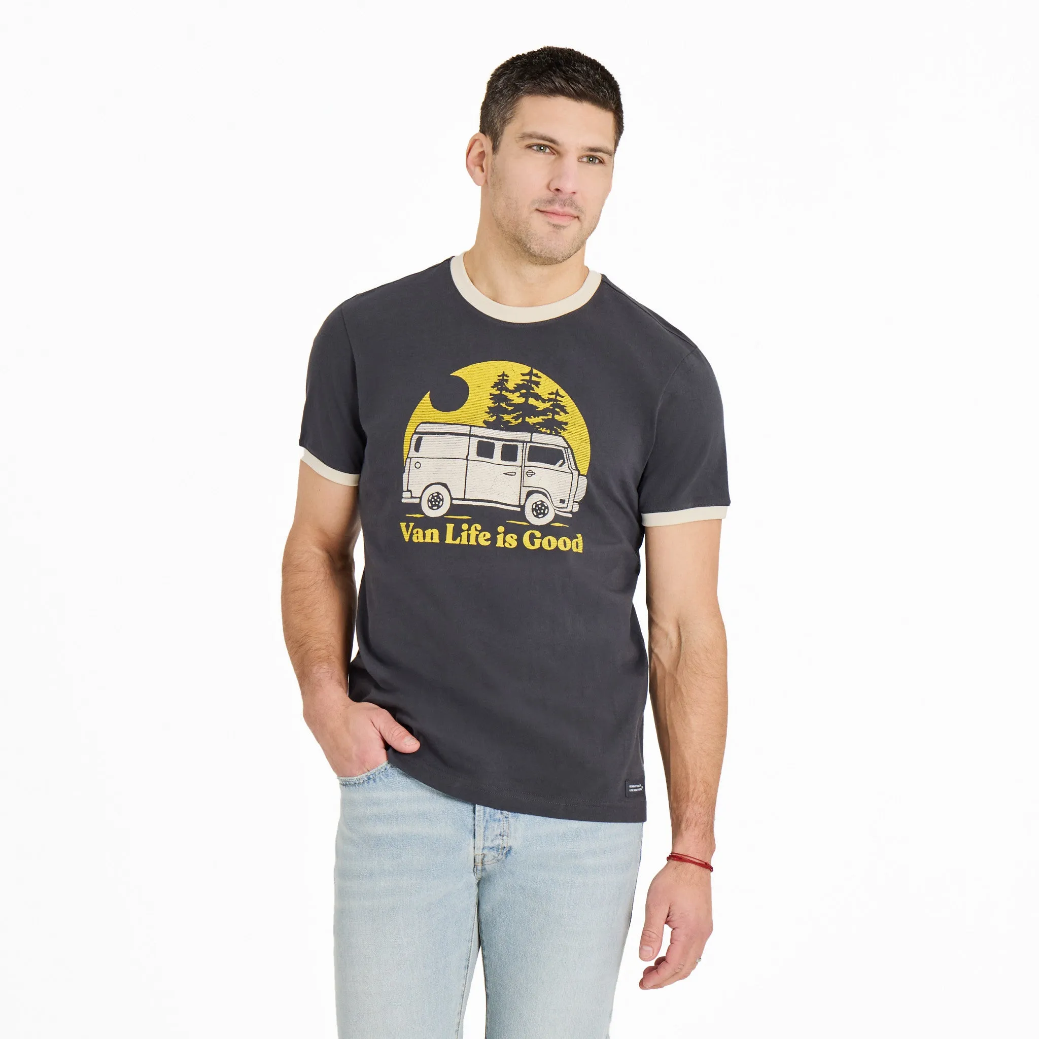 Men's Van Life is Good Classic Crusher Ringer Tee sold by Life is Good